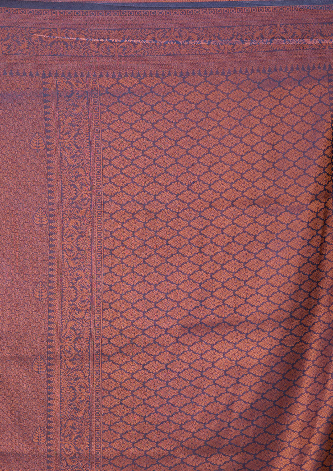 Navy Blue Art Silk Jaal Saree With Matching Blouse Piece