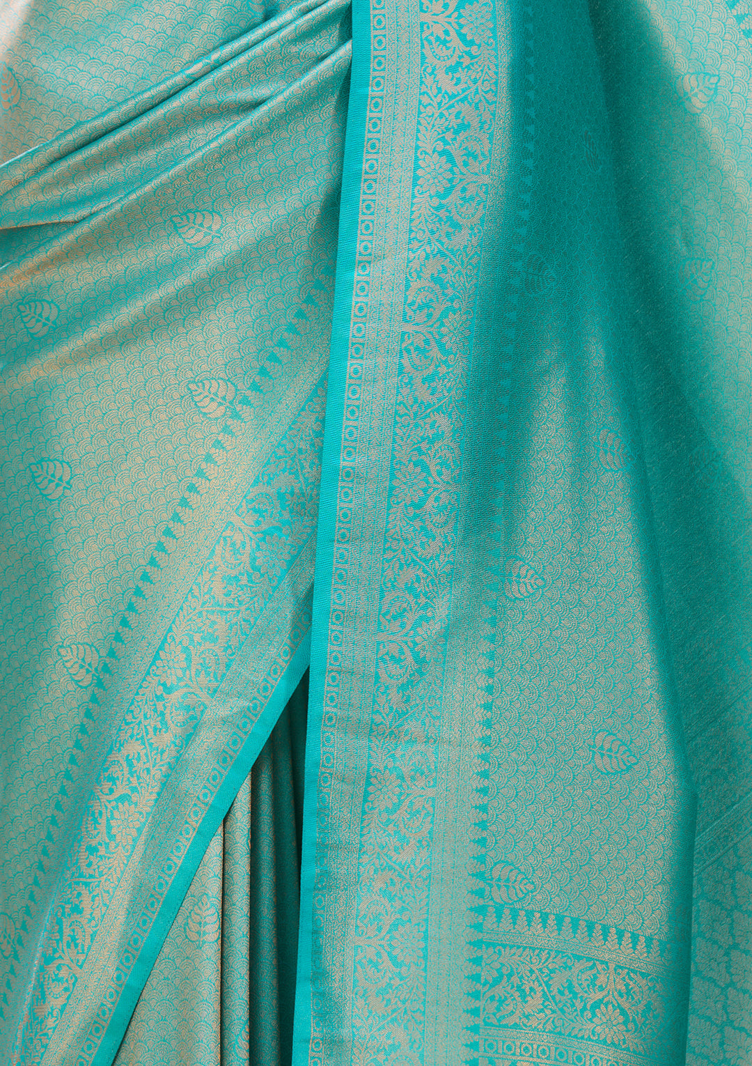 Rama Green Art Silk Jaal Saree With Matching Blouse Piece