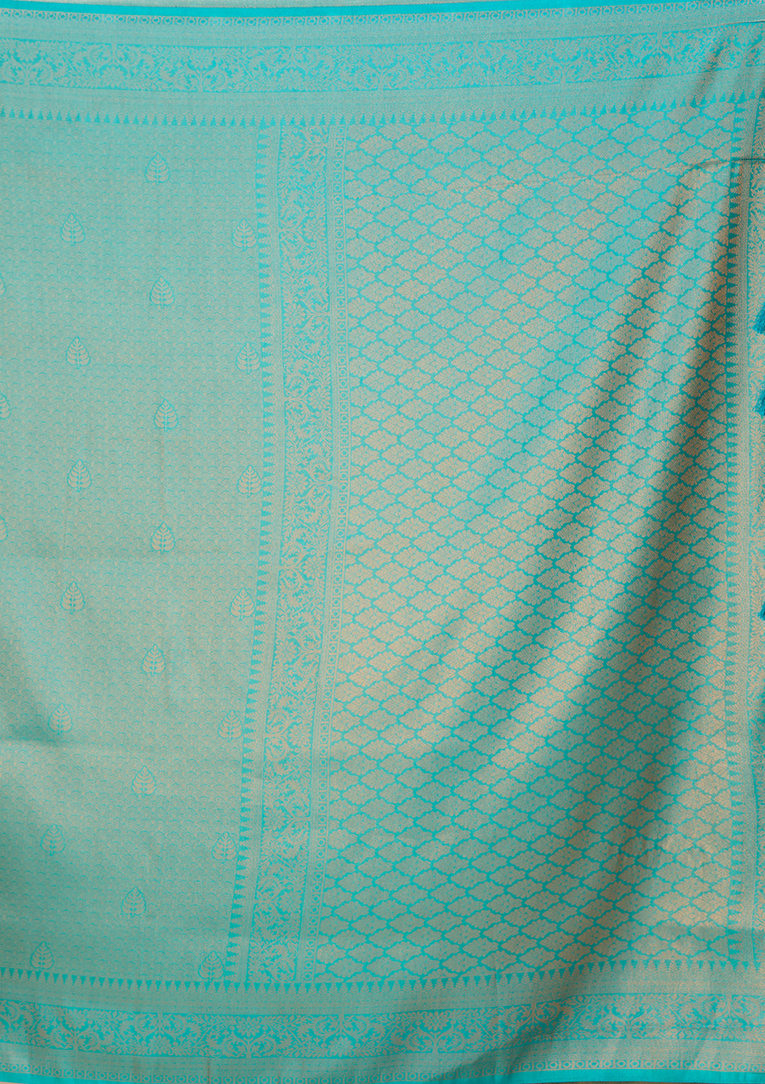 Rama Green Art Silk Jaal Saree With Matching Blouse Piece