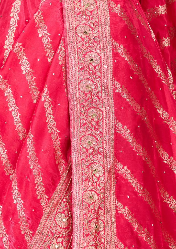 Rani Pink Art Silk Jaal Cutdana Saree With Matching Blouse Piece