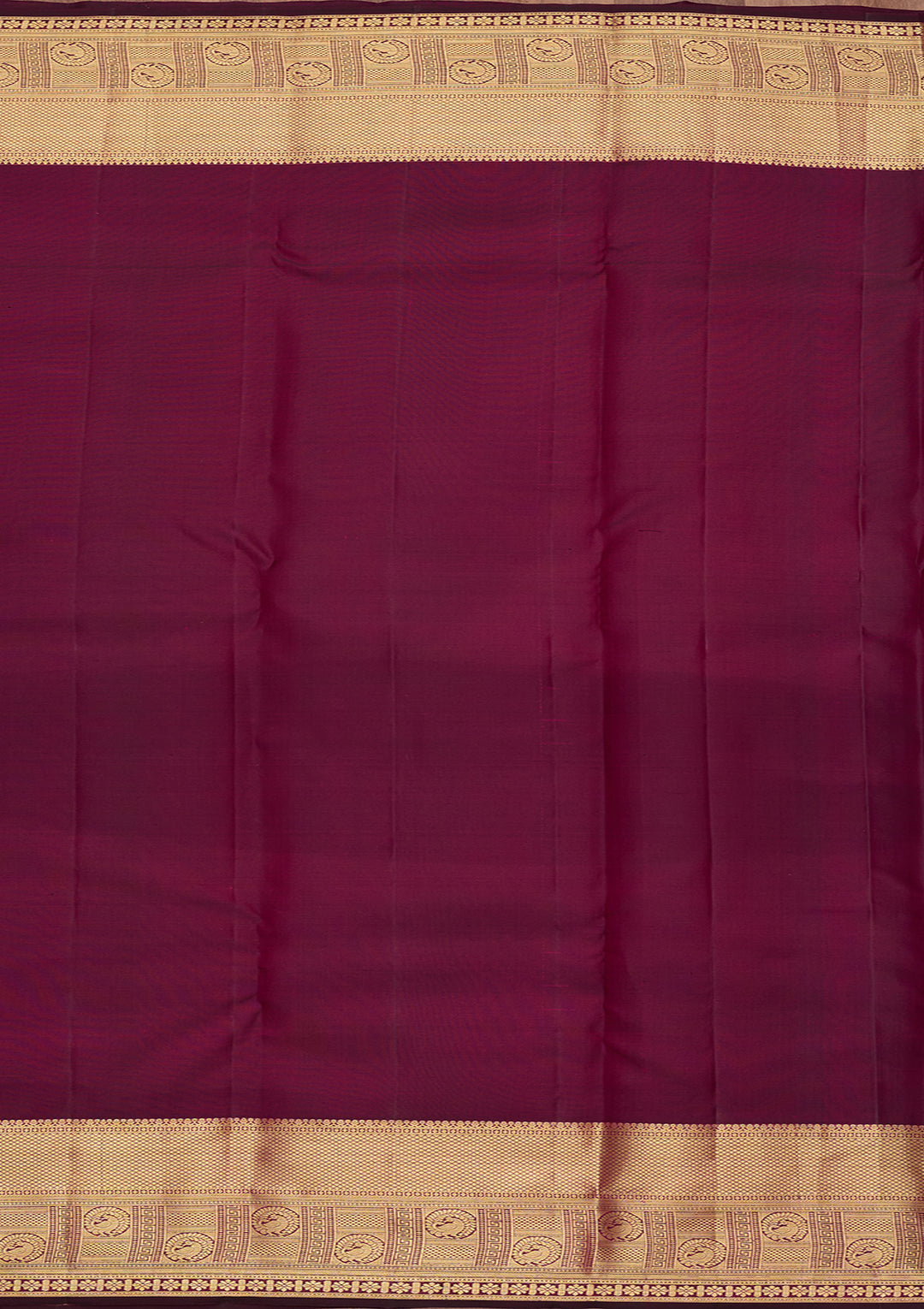 Wine Pure Silk Jaal Saree With Matching Blouse Piece