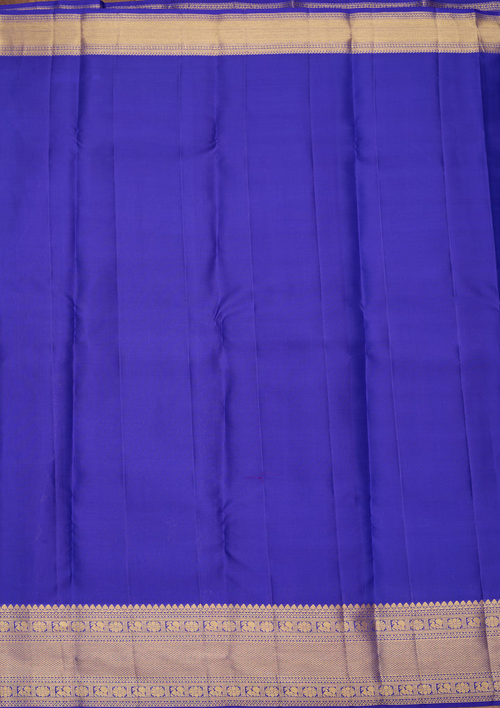 Royal Blue Pure Silk Jaal Saree With Matching Blouse Piece