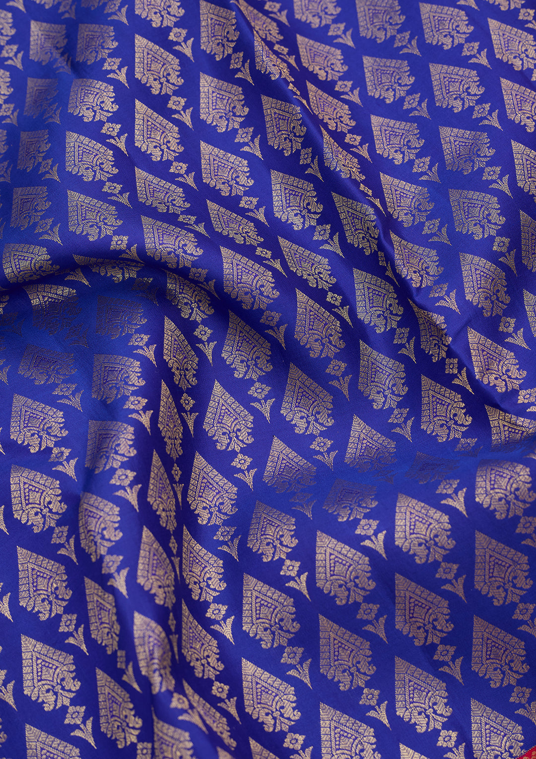Royal Blue Pure Silk Jaal Saree With Matching Blouse Piece