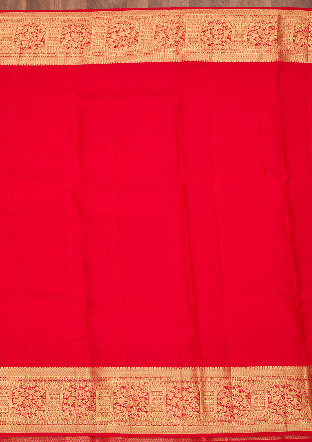 Red Pure Silk Jaal Saree With Matching Blouse Piece