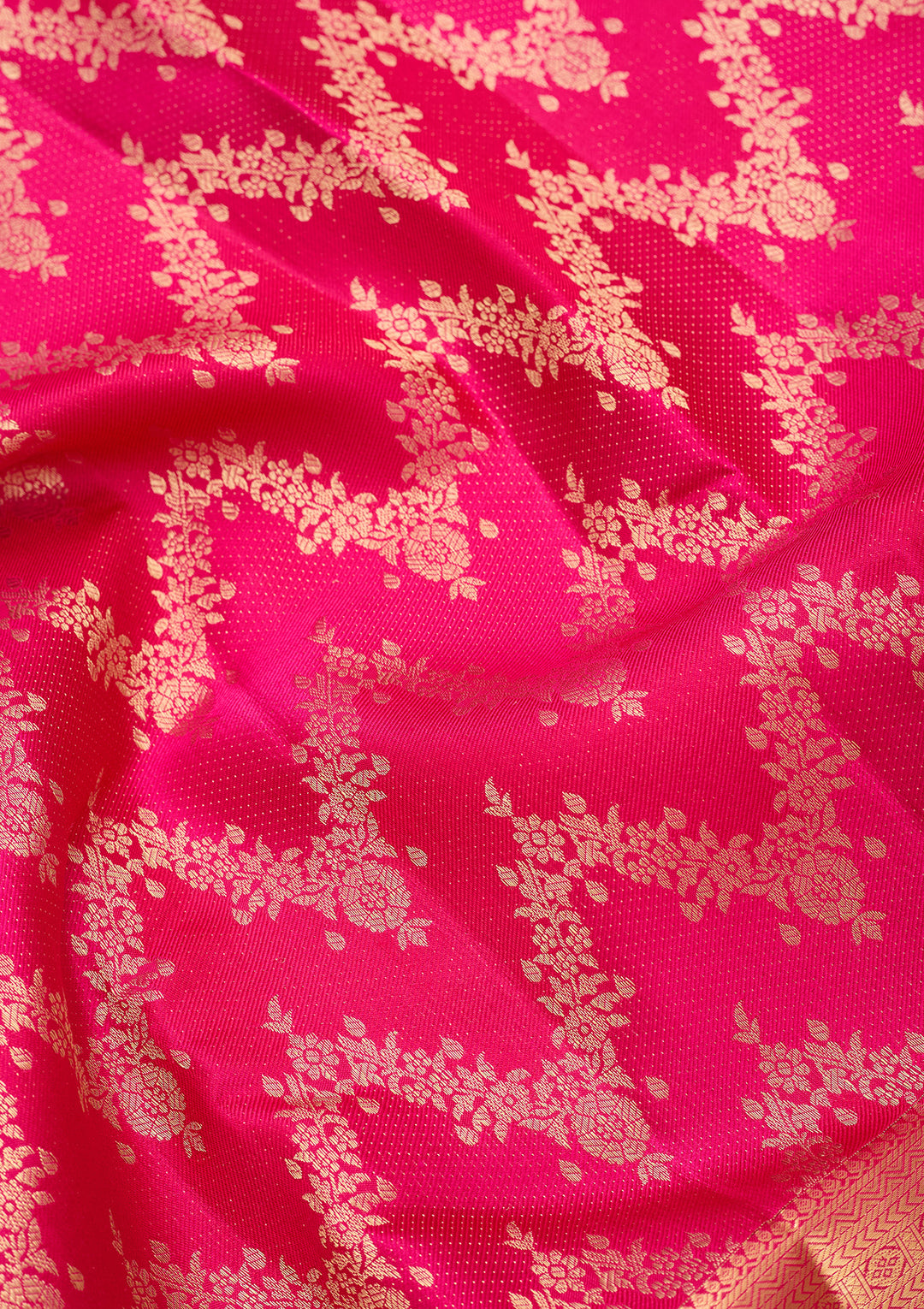 Rani Pink Pure Silk Jaal Saree With Matching Blouse Piece