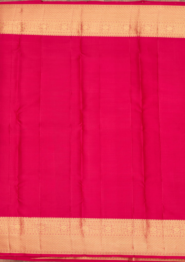 Rani Pink Pure Silk Jaal Saree With Matching Blouse Piece