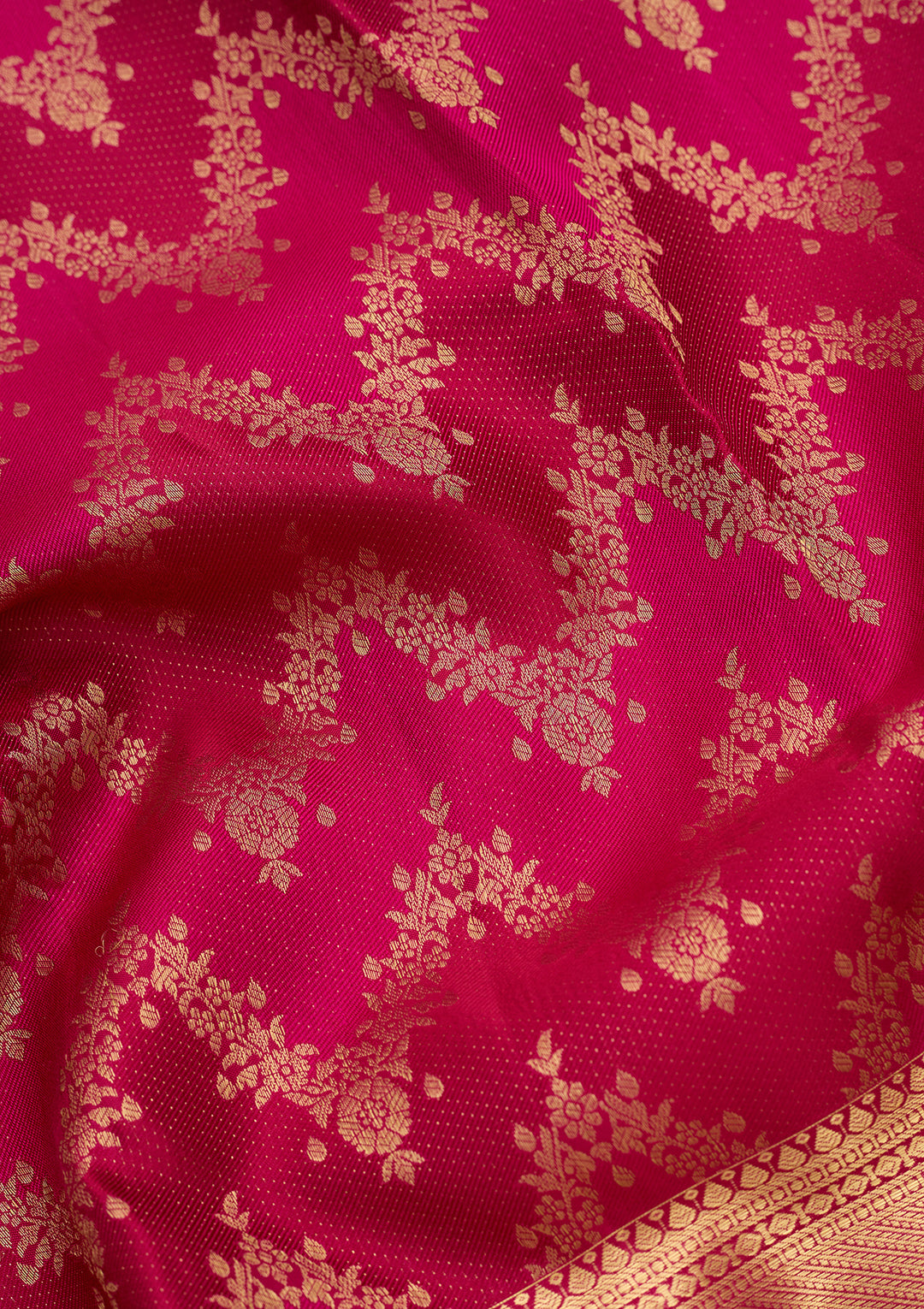 Magenta Pink Pure Silk Stripes Saree With Matching Blouse Piece