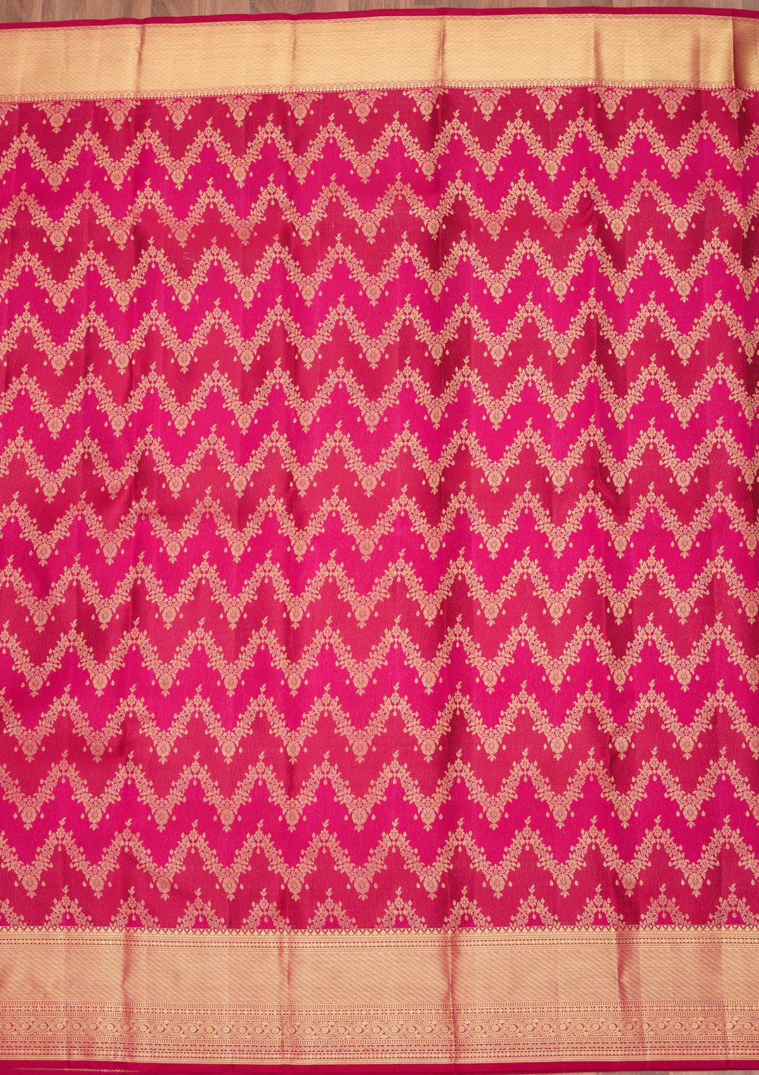 Magenta Pink Pure Silk Stripes Saree With Matching Blouse Piece