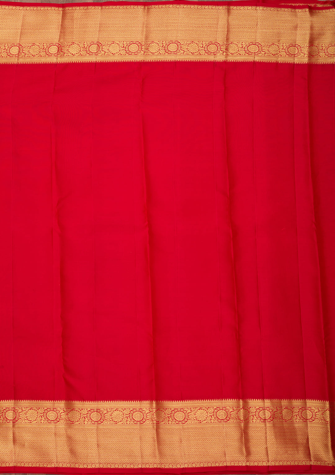 Red Pure Silk Jaal Saree With Matching Blouse Piece