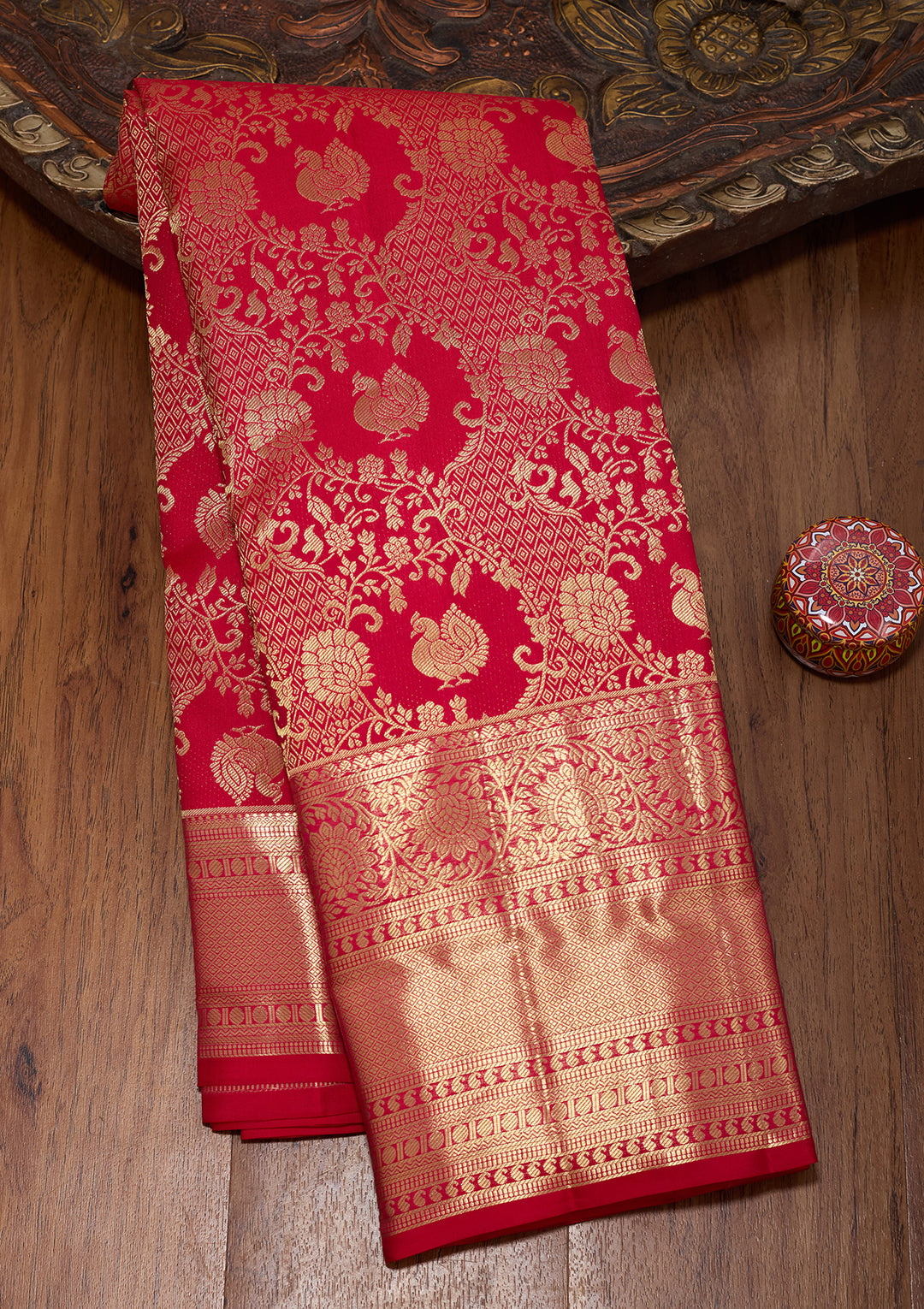 Rani Pink Pure Silk Jaal Saree With Matching Blouse Piece