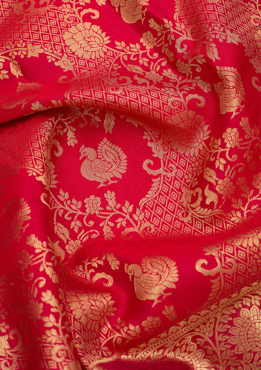 Rani Pink Pure Silk Jaal Saree With Matching Blouse Piece