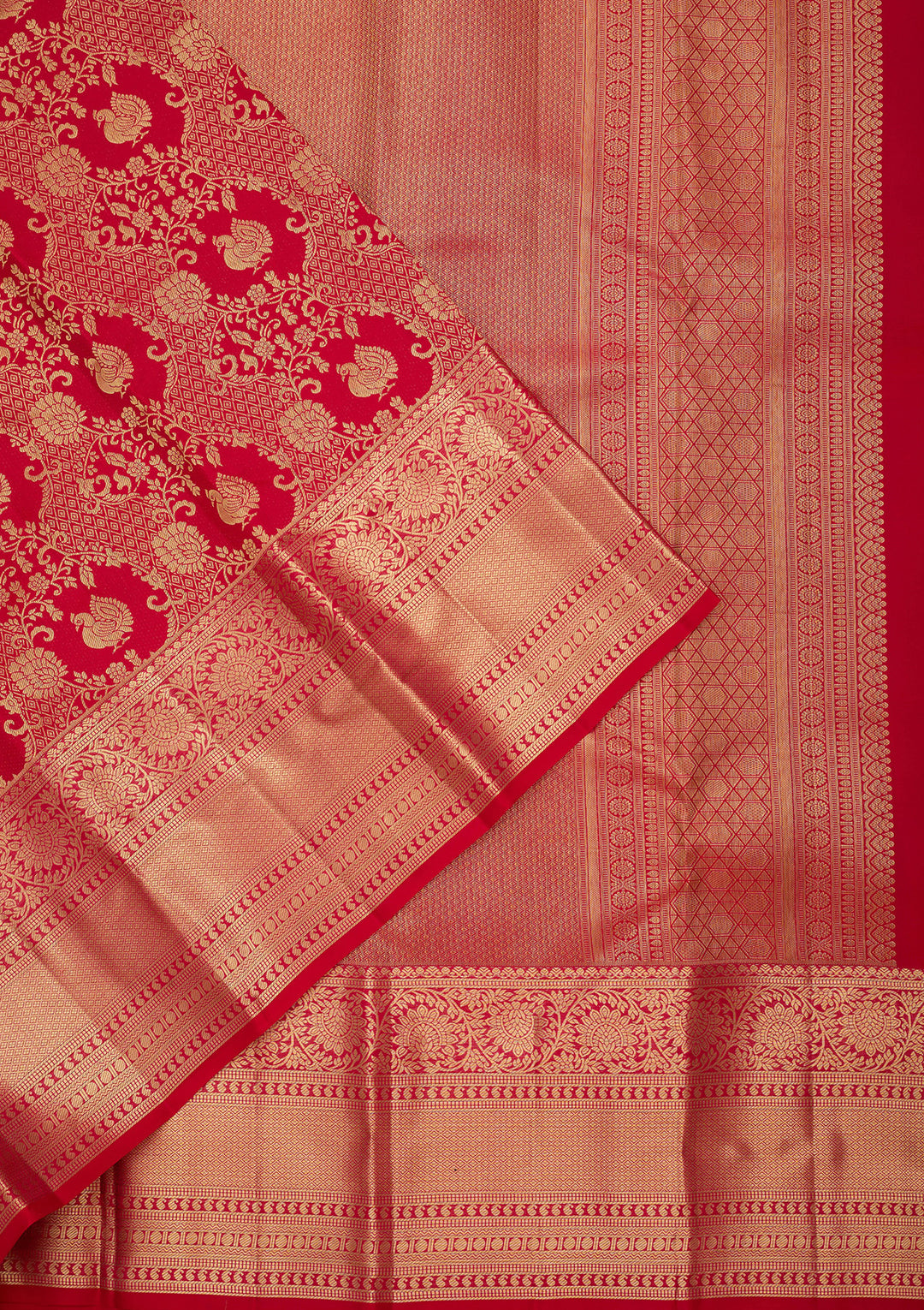 Rani Pink Pure Silk Jaal Saree With Matching Blouse Piece