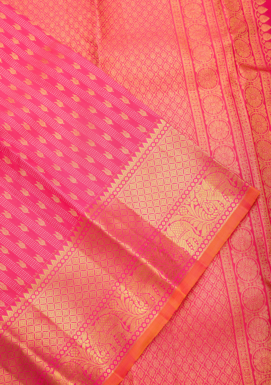 Pink Pure Silk Jaal Saree With Matching Blouse Piece