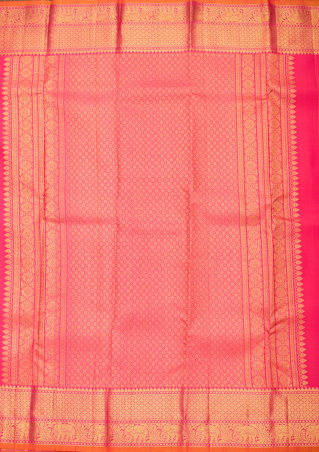 Pink Pure Silk Jaal Saree With Matching Blouse Piece
