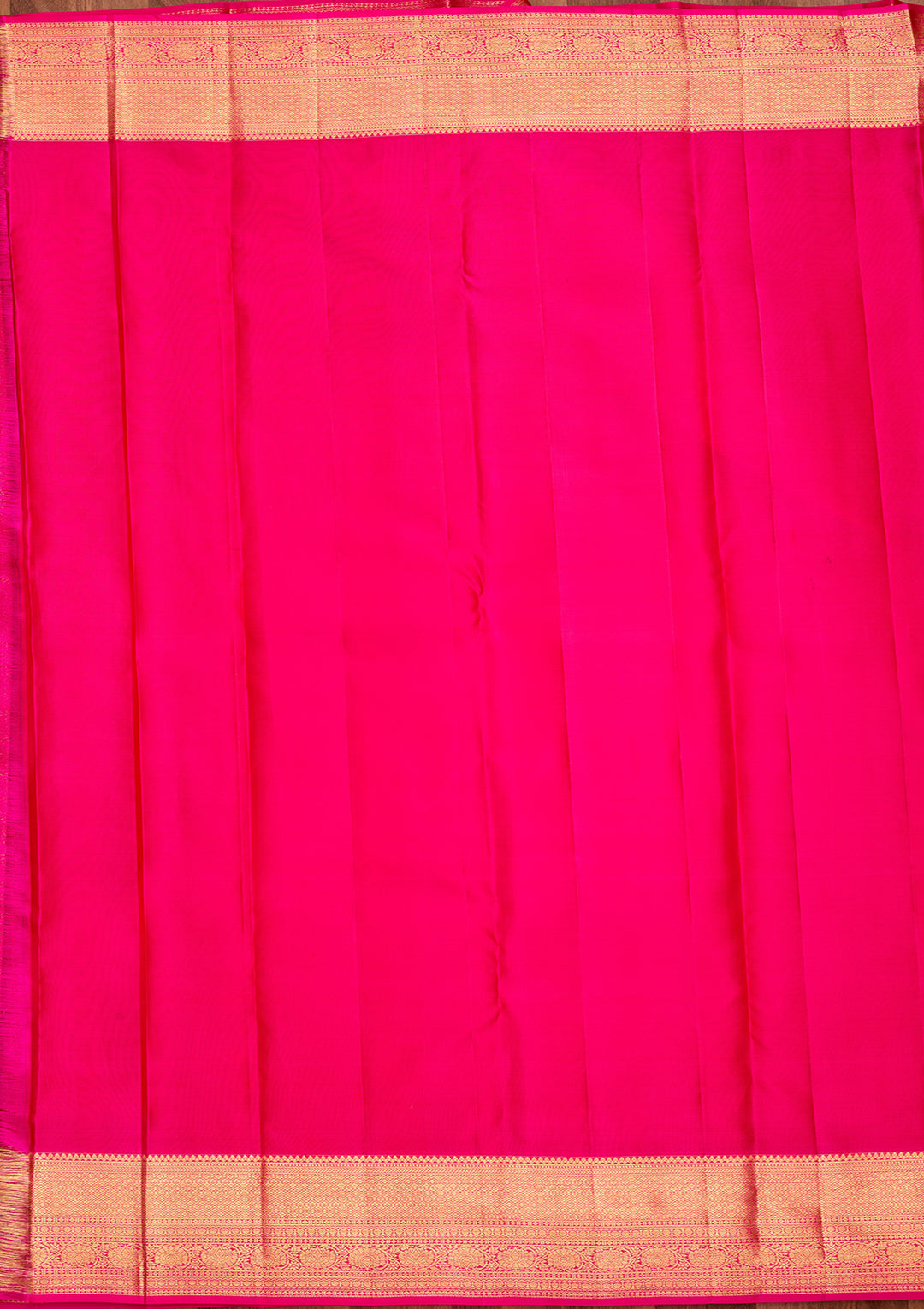 Rani Pink Pure Silk Jaal Saree With Matching Blouse Piece