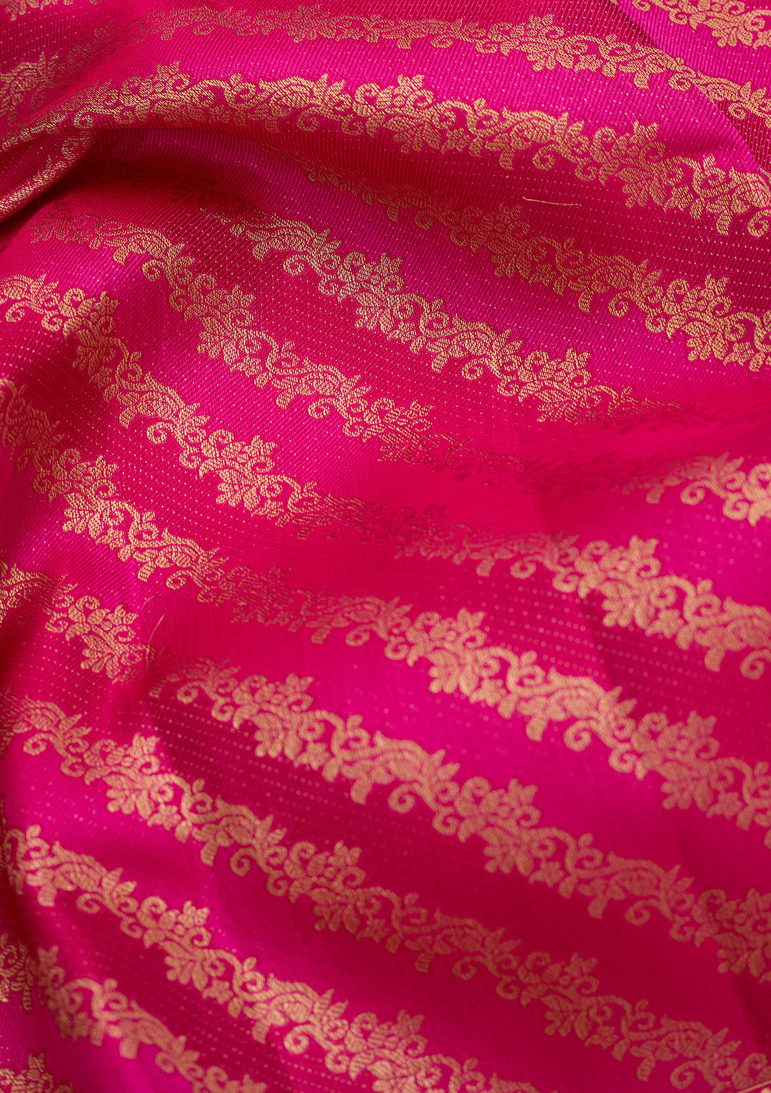 Rani Pink Pure Silk Stripes Saree With Matching Blouse Piece