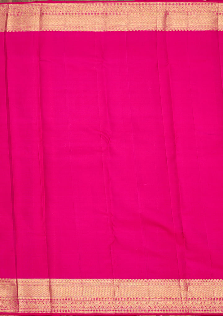 Rani Pink Pure Silk Stripes Saree With Matching Blouse Piece