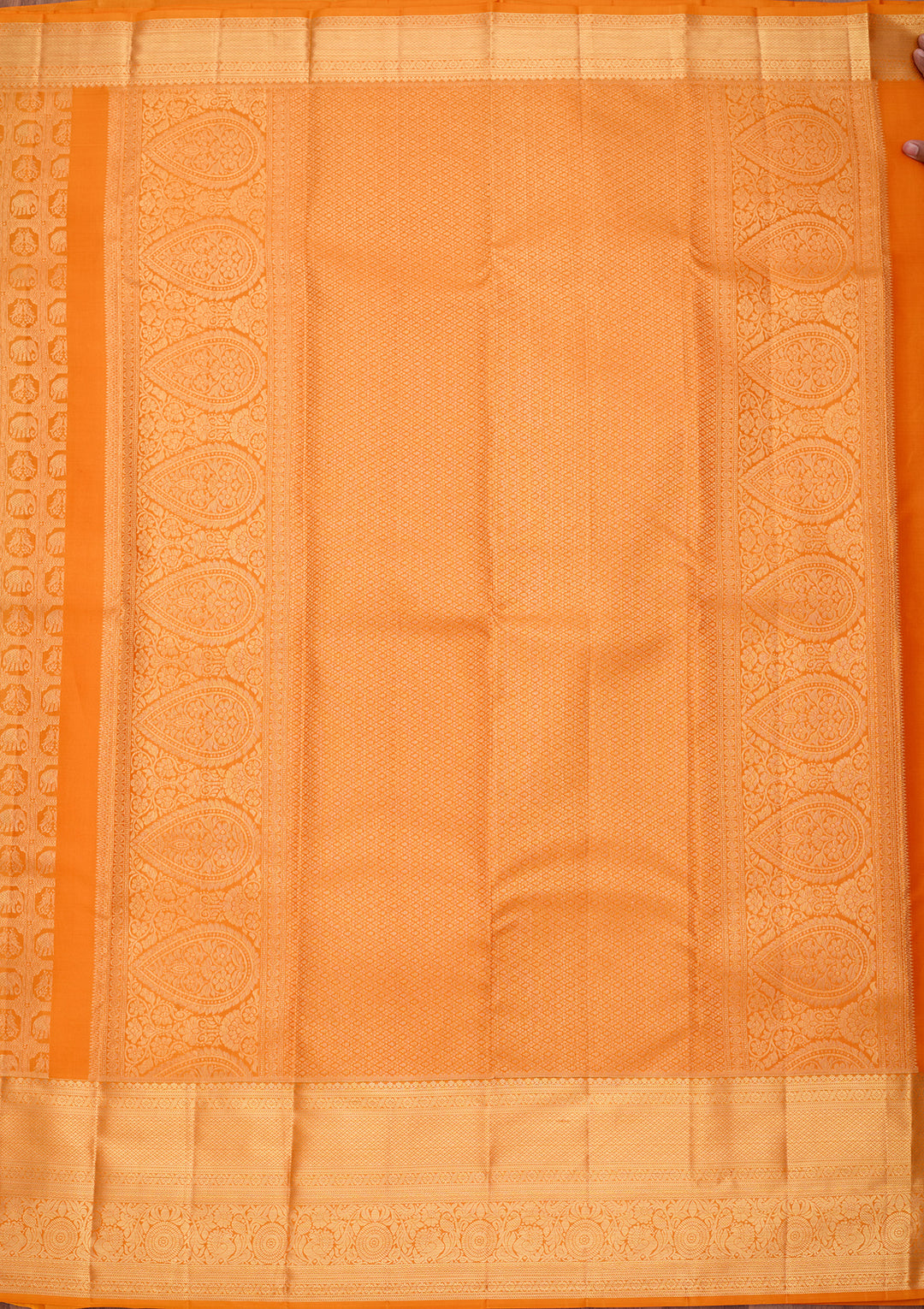 Mustard Yellow Pure Silk Jaal Saree With Matching Blouse Piece