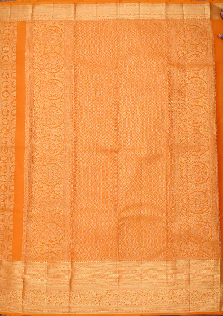 Mustard Yellow Pure Silk Jaal Saree With Matching Blouse Piece