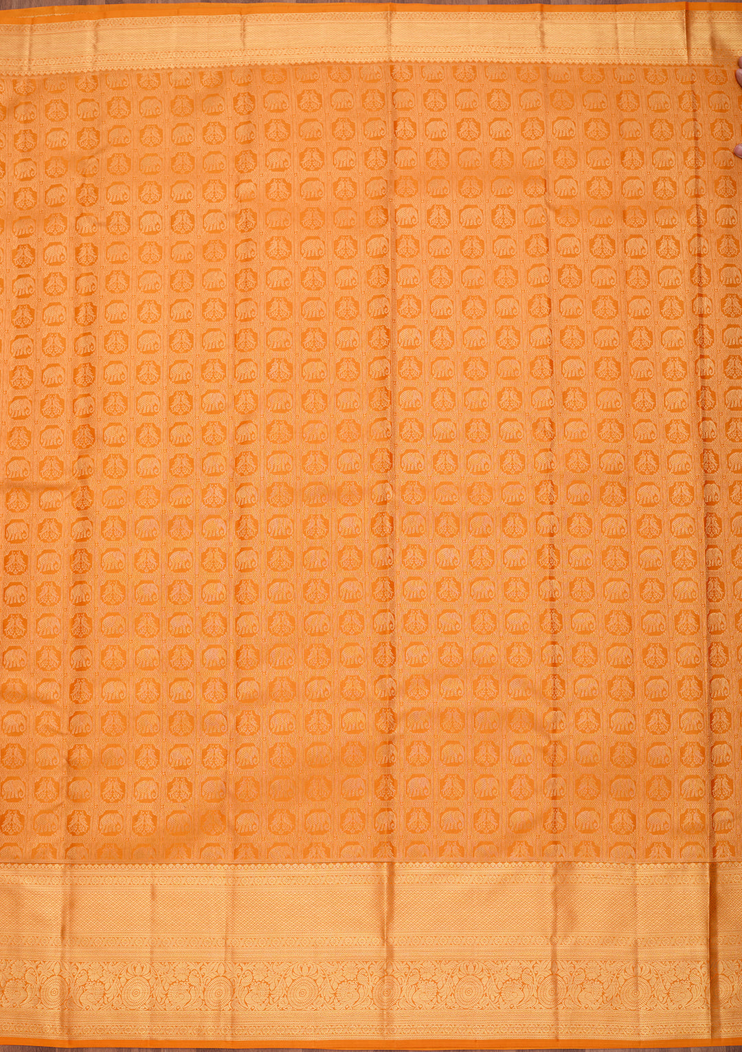 Mustard Yellow Pure Silk Jaal Saree With Matching Blouse Piece