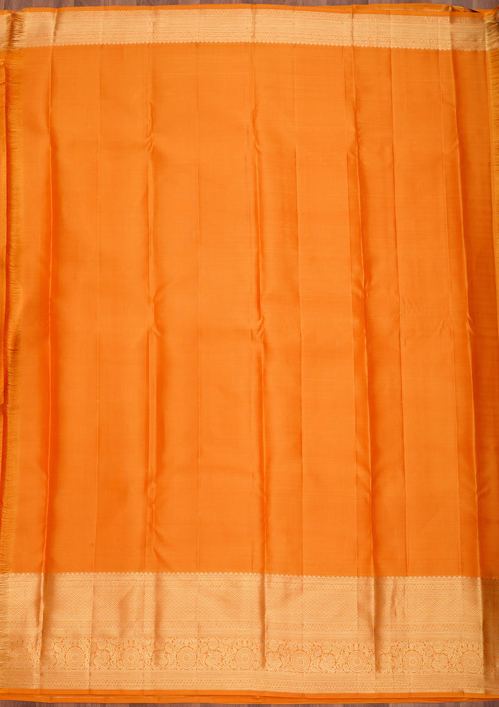 Mustard Yellow Pure Silk Jaal Saree With Matching Blouse Piece
