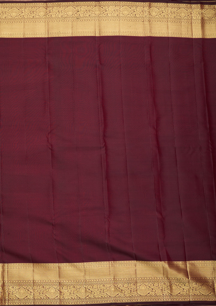 Brown Pure Silk Jaal Saree With Matching Blouse Piece
