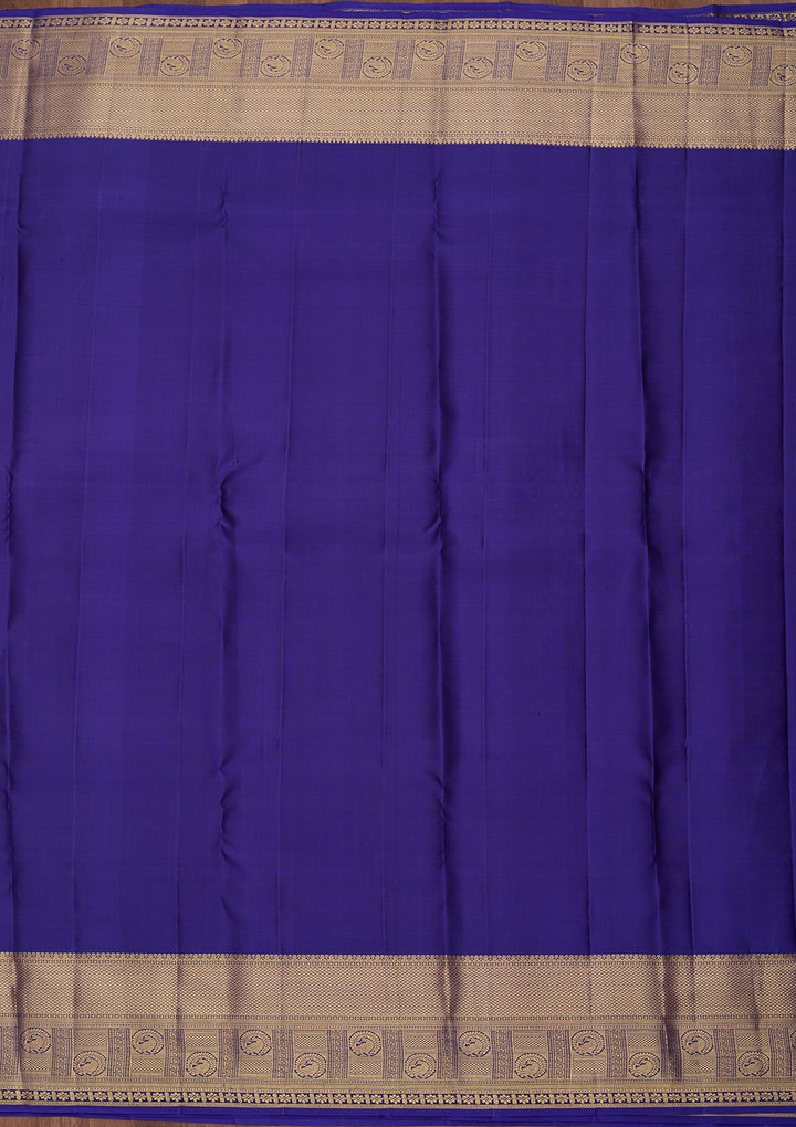 Royal Blue Pure Silk Jaal Saree With Matching Blouse Piece