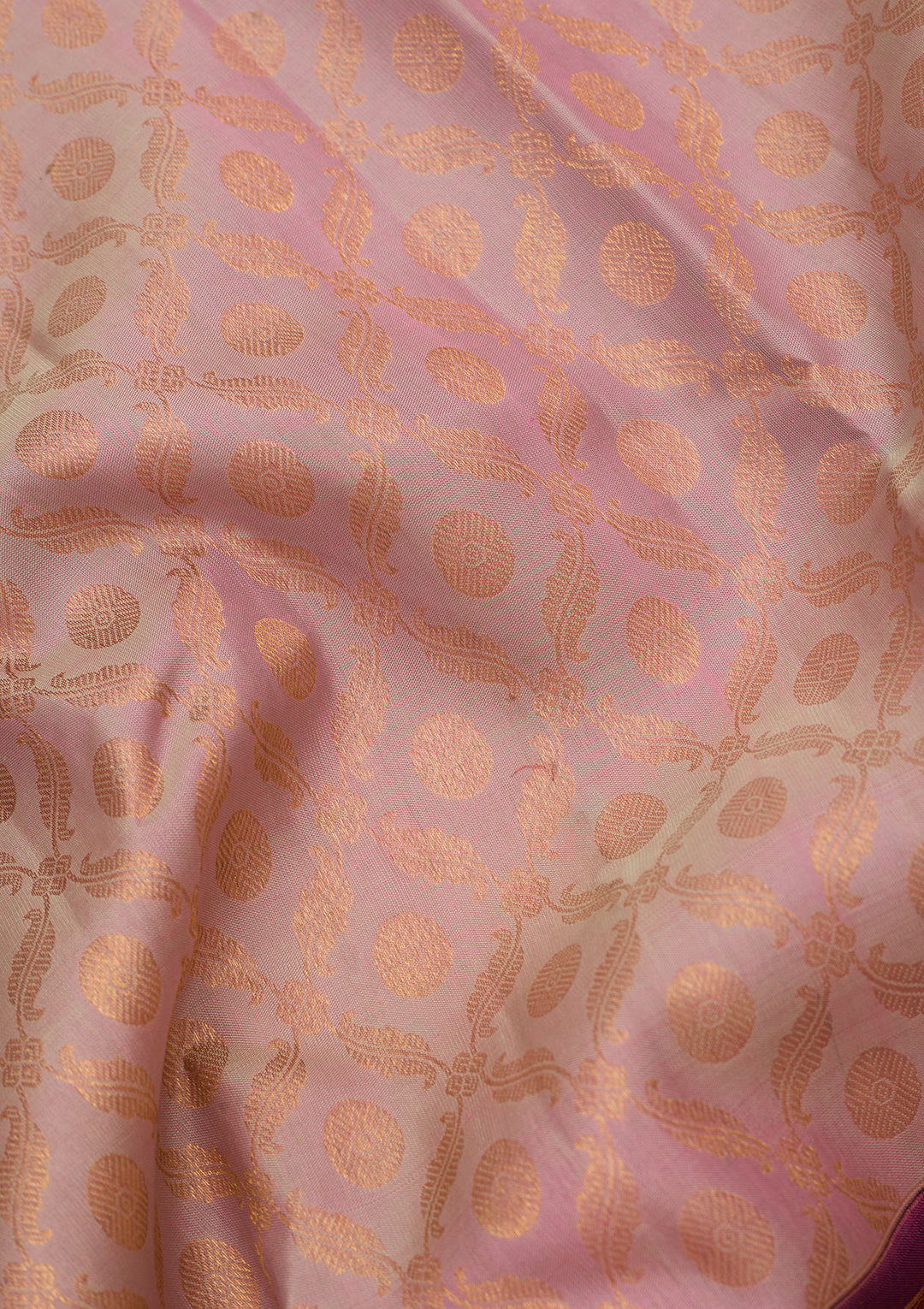 Light Lavender Pure Silk Jaal Saree With Matching Blouse Piece