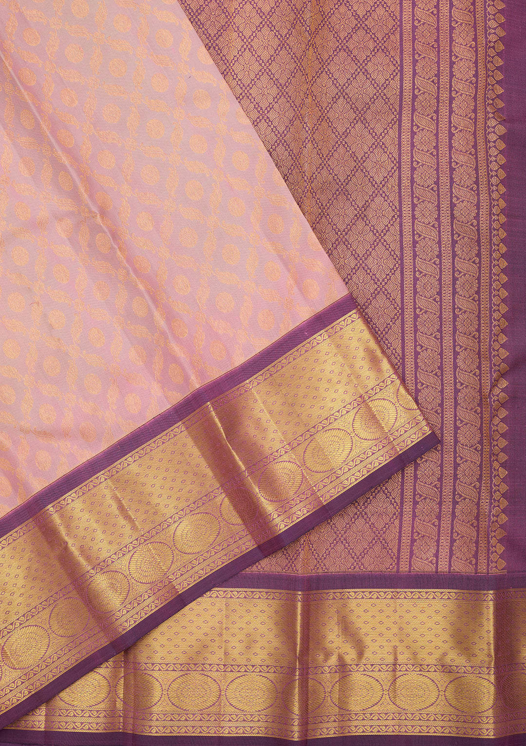 Light Lavender Pure Silk Jaal Saree With Matching Blouse Piece