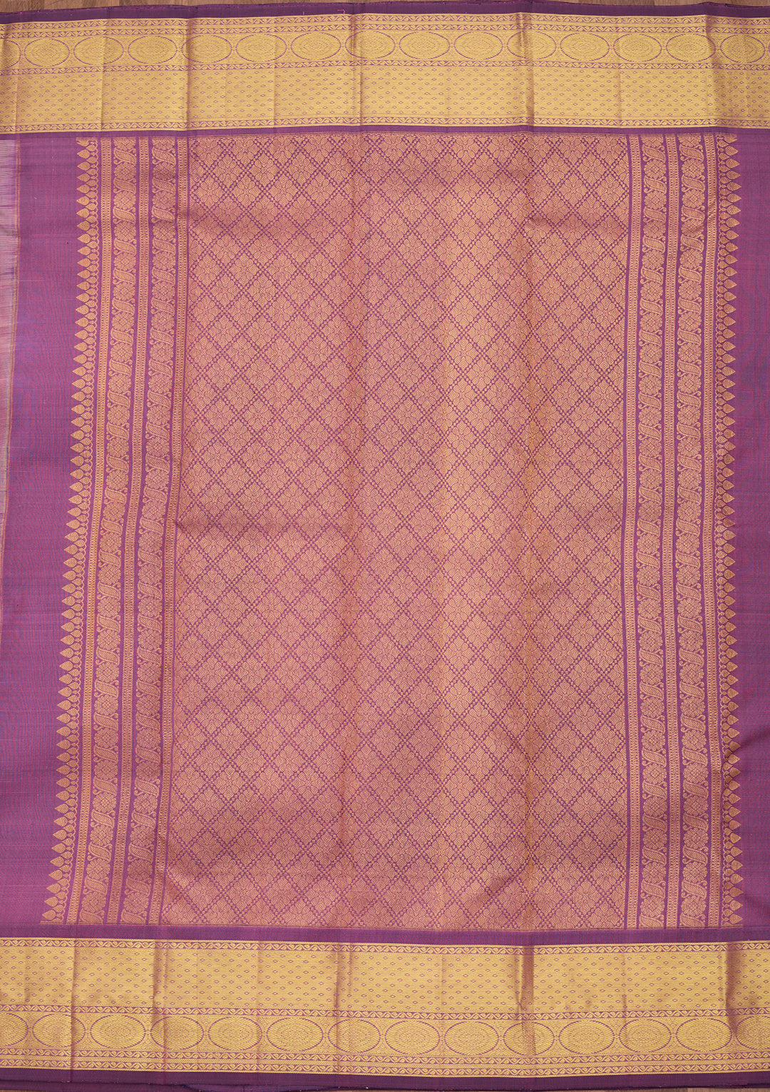 Light Lavender Pure Silk Jaal Saree With Matching Blouse Piece