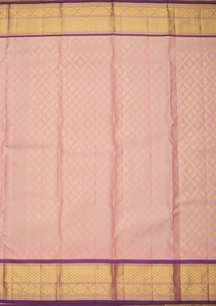 Light Lavender Pure Silk Jaal Saree With Matching Blouse Piece