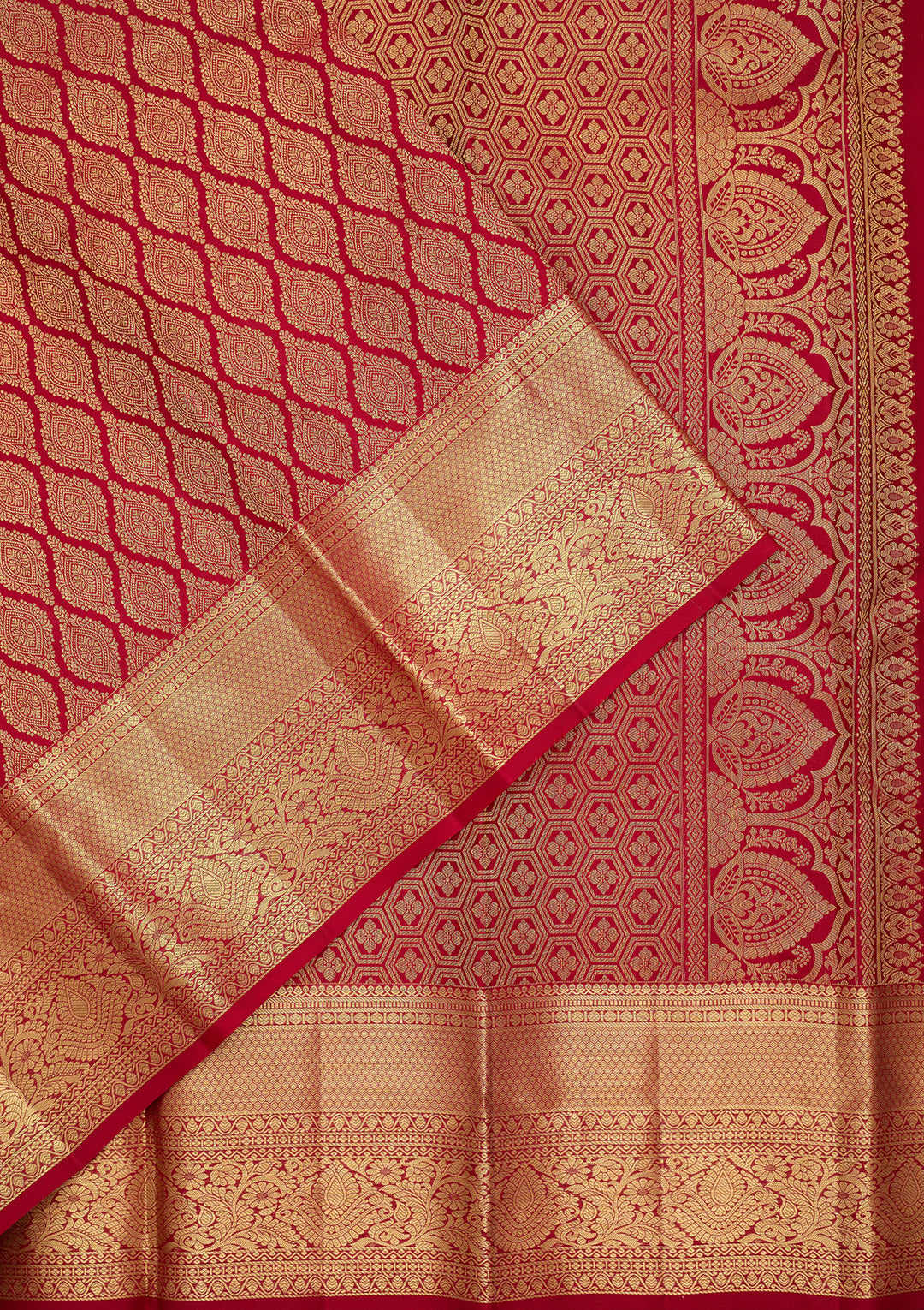 Maroon Pure Silk Jaal Saree With Matching Blouse Piece