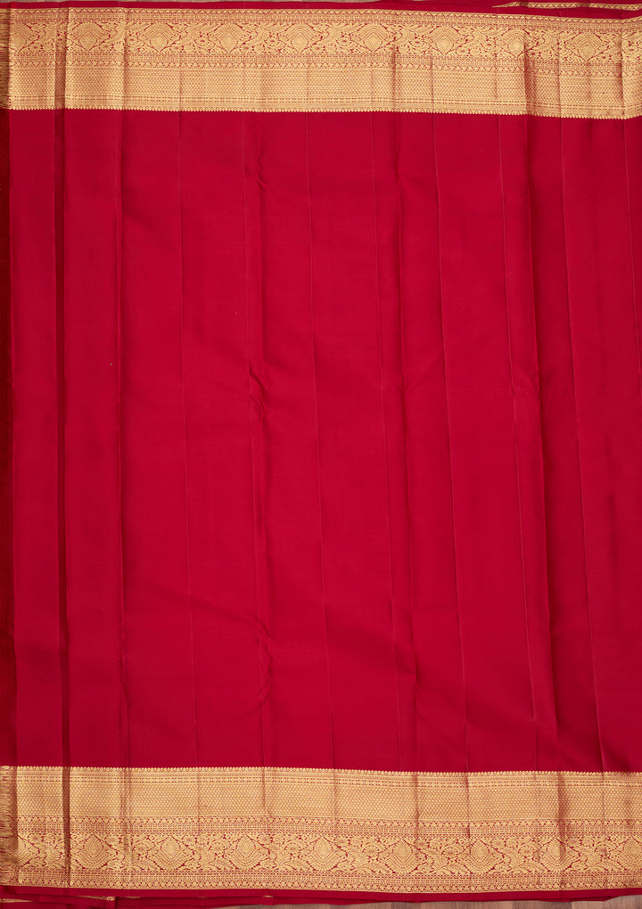 Maroon Pure Silk Jaal Saree With Matching Blouse Piece