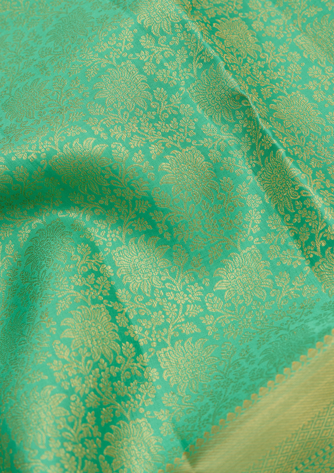 Sea Green Pure Silk Jaal Saree With Matching Blouse Piece