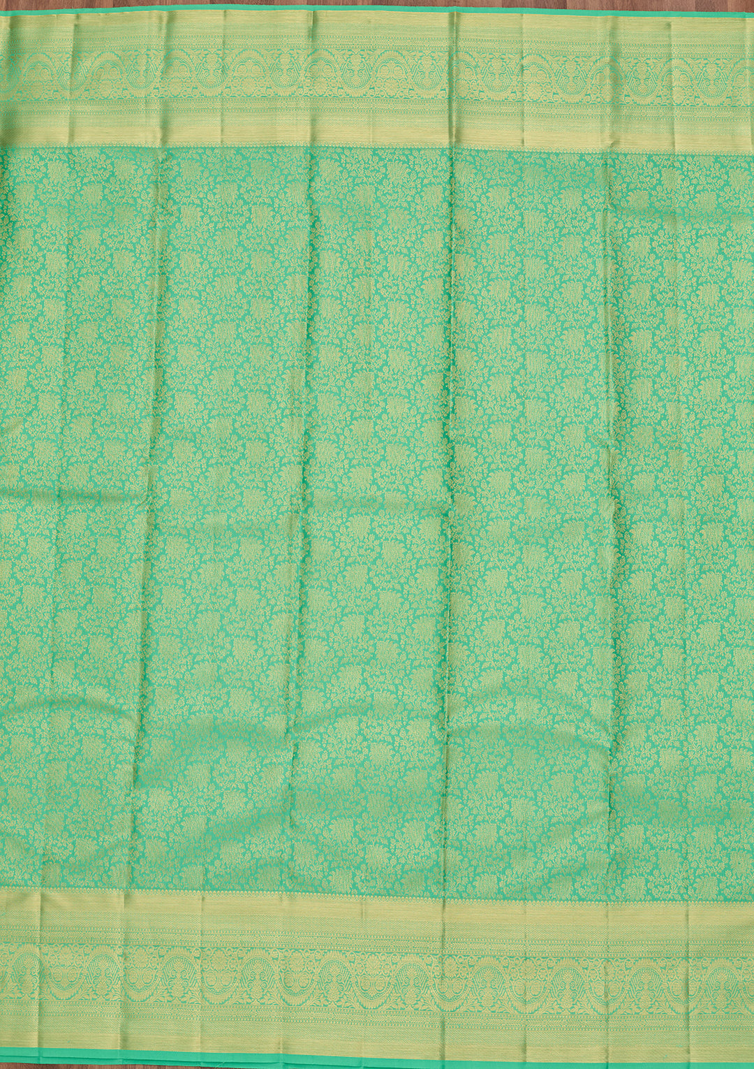 Sea Green Pure Silk Jaal Saree With Matching Blouse Piece