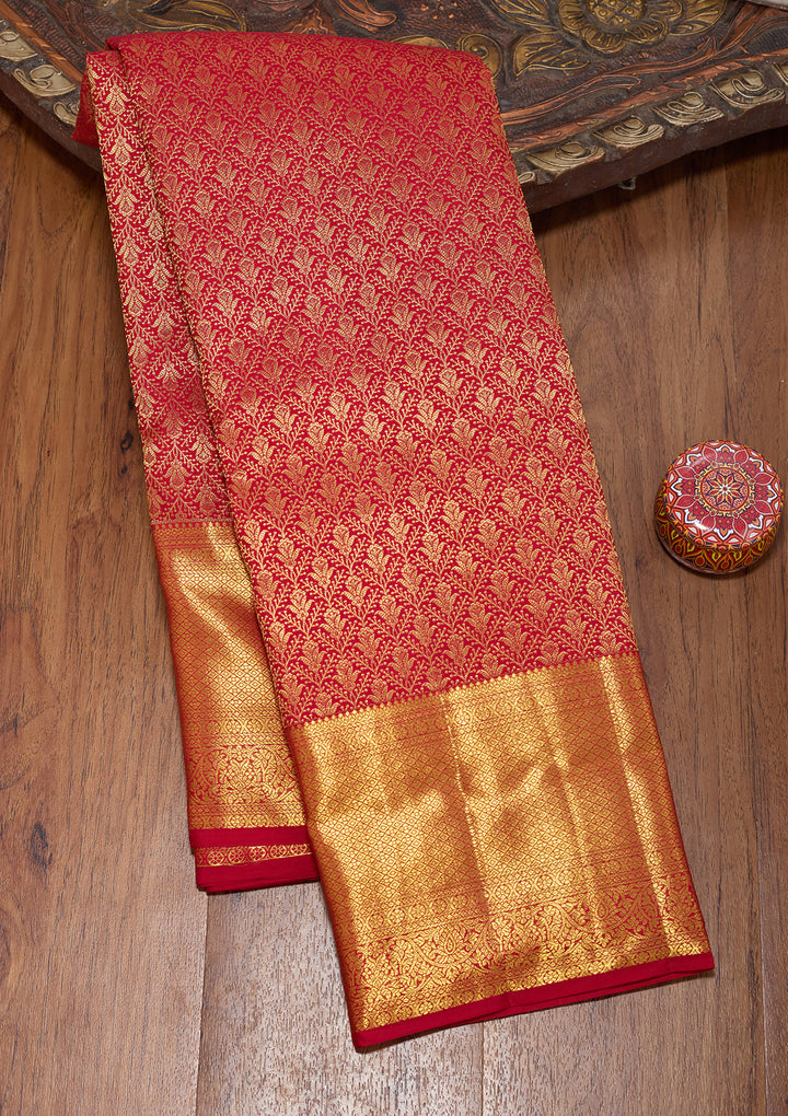 Maroon Pure Silk Jaal Saree With Matching Blouse Piece