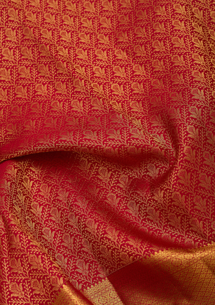 Maroon Pure Silk Jaal Saree With Matching Blouse Piece