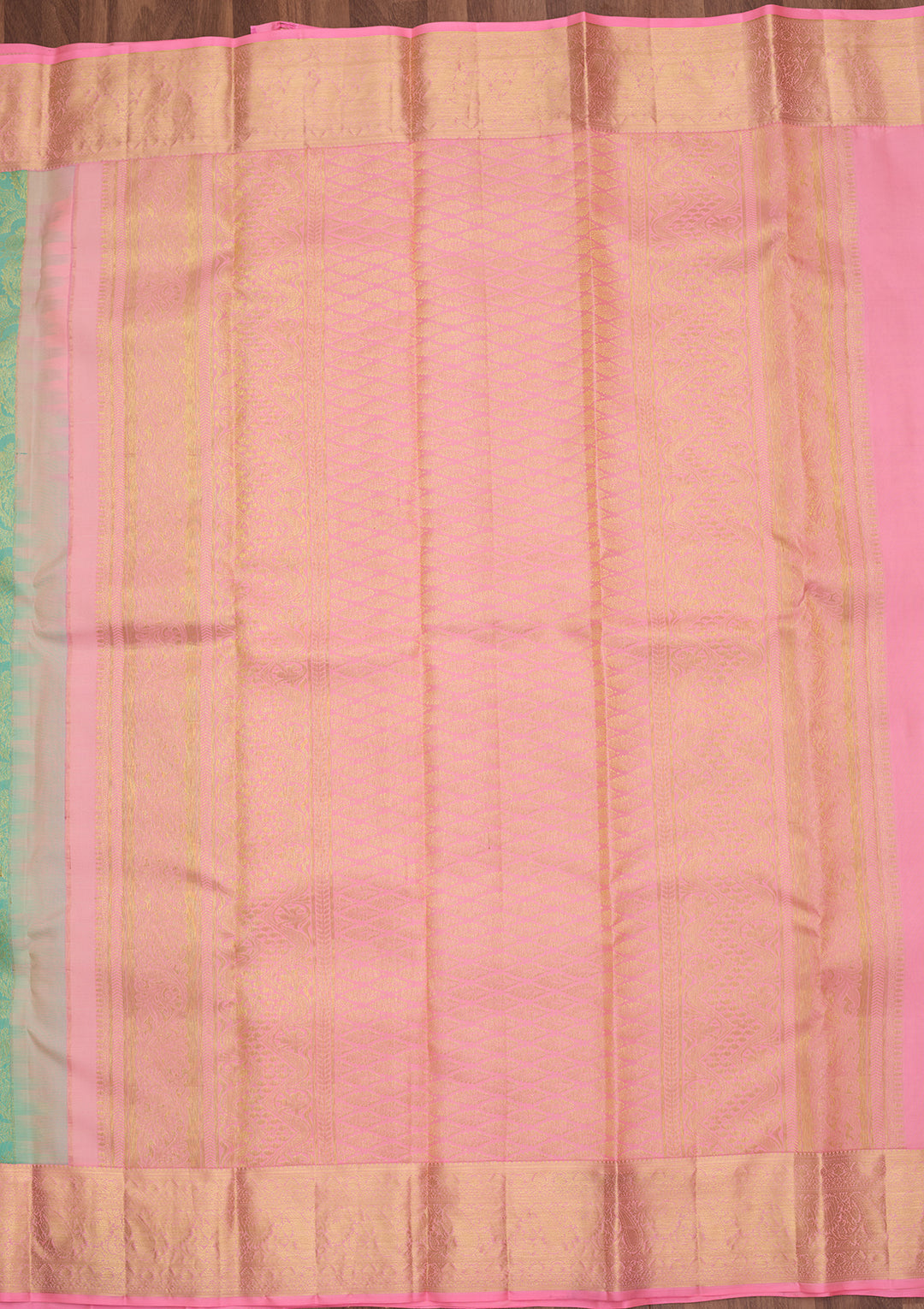 Sea Green Pure Silk Jaal Saree With Matching Blouse Piece