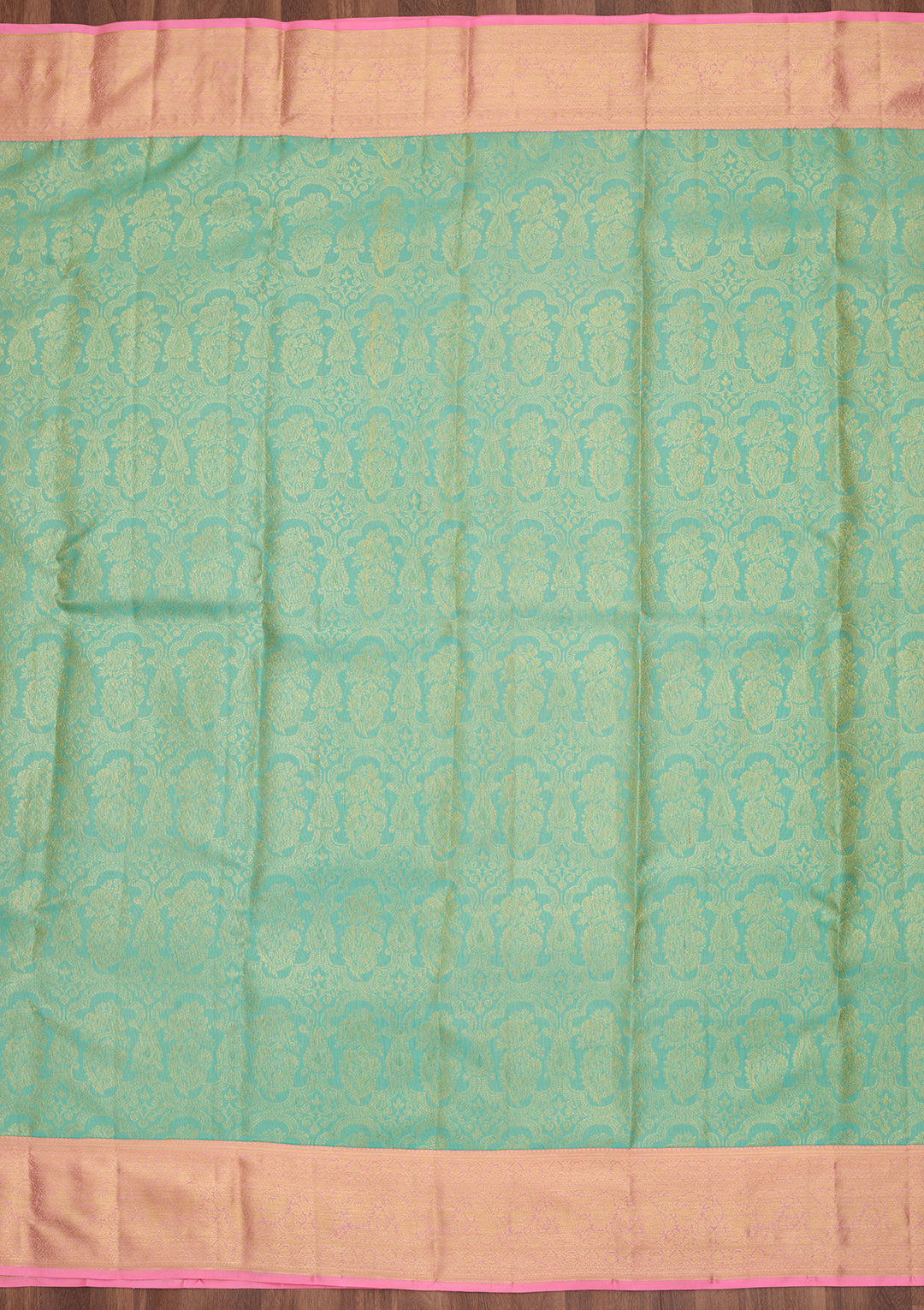 Sea Green Pure Silk Jaal Saree With Matching Blouse Piece