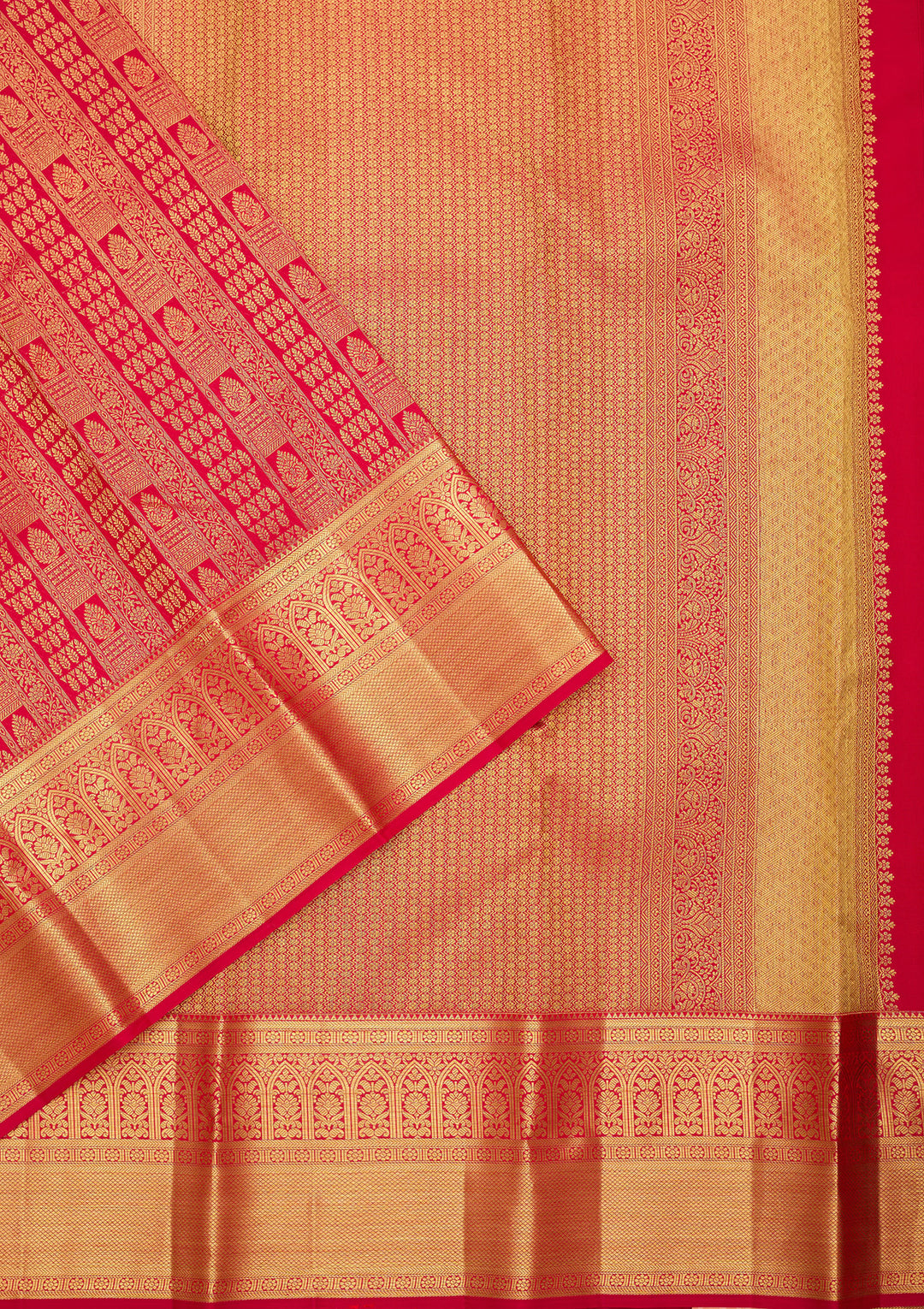 Rani Pink Pure Silk Jaal Saree With Matching Blouse Piece