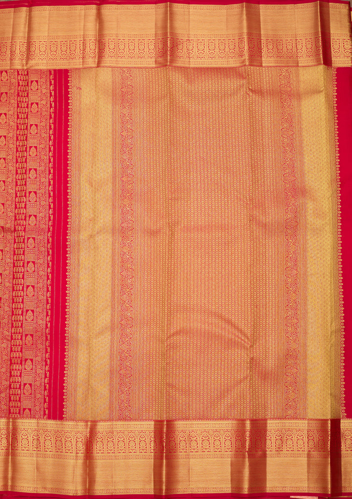 Rani Pink Pure Silk Jaal Saree With Matching Blouse Piece