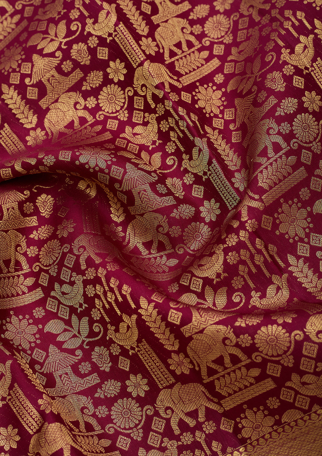 Wine Pure Silk Jaal Saree With Matching Blouse Piece
