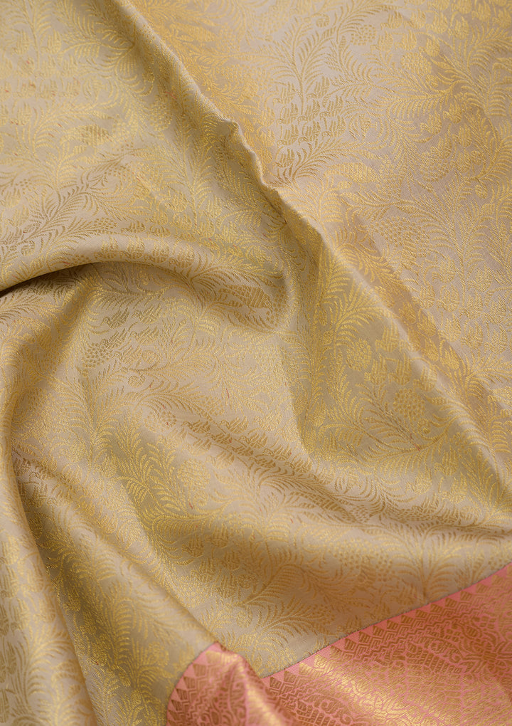 Pista Green Pure Silk Jaal Saree With Matching Blouse Piece