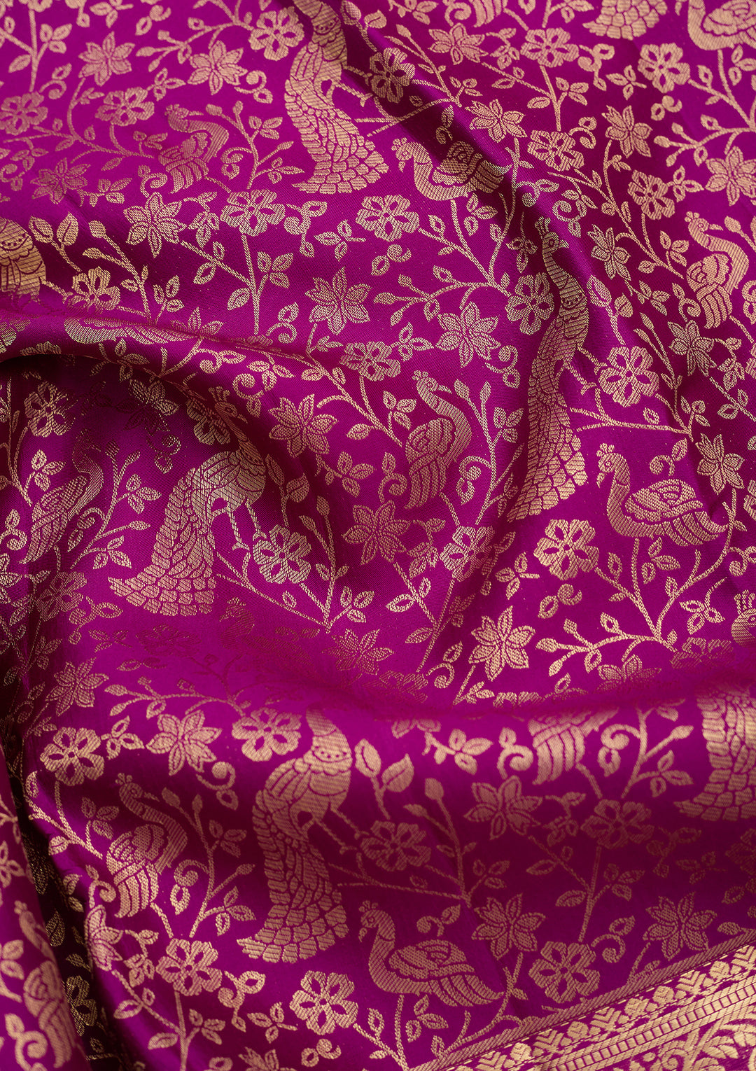 Purple Pure Silk Jaal Saree With Matching Blouse Piece