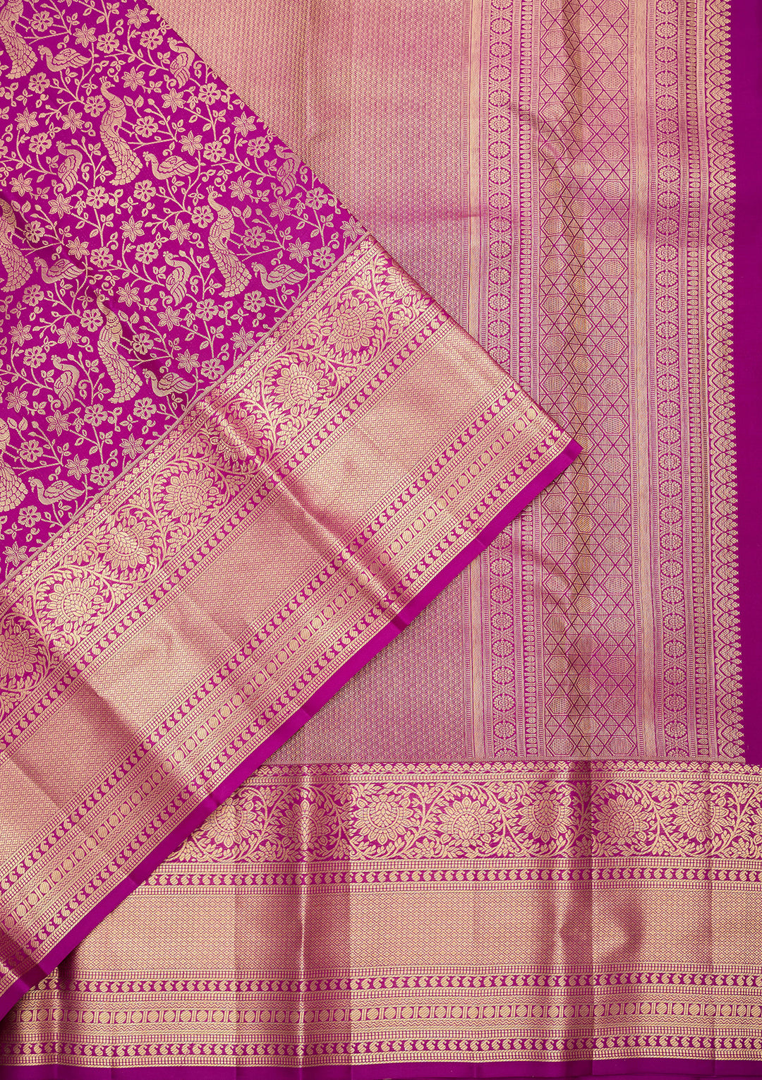 Purple Pure Silk Jaal Saree With Matching Blouse Piece