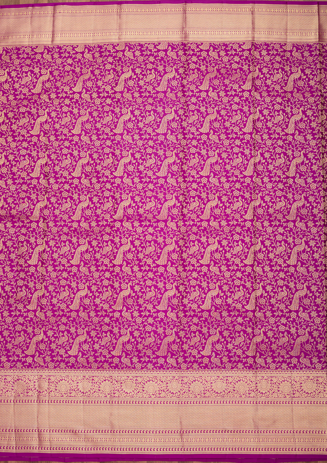 Purple Pure Silk Jaal Saree With Matching Blouse Piece