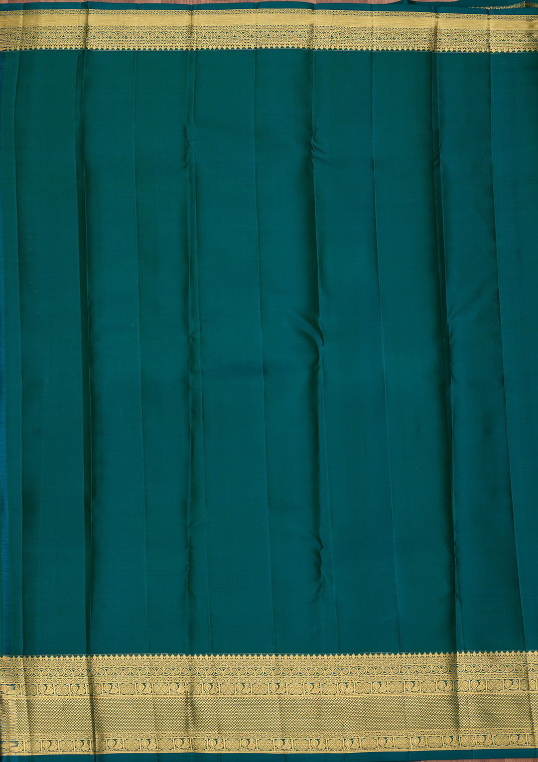 Bottle Green Pure Silk Jaal Saree With Matching Blouse Piece
