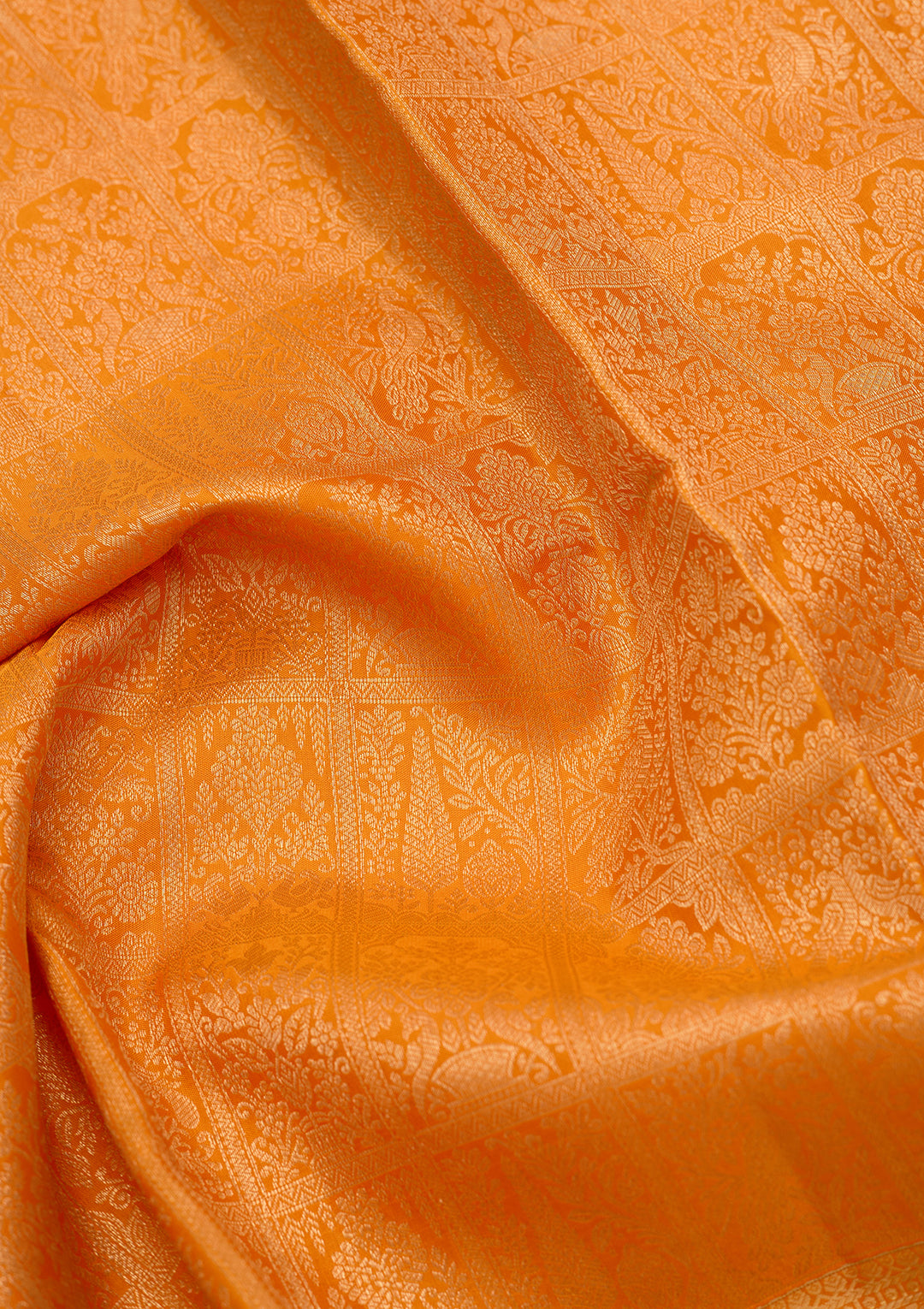Mustard Yellow Pure Silk Jaal Saree With Matching Blouse Piece