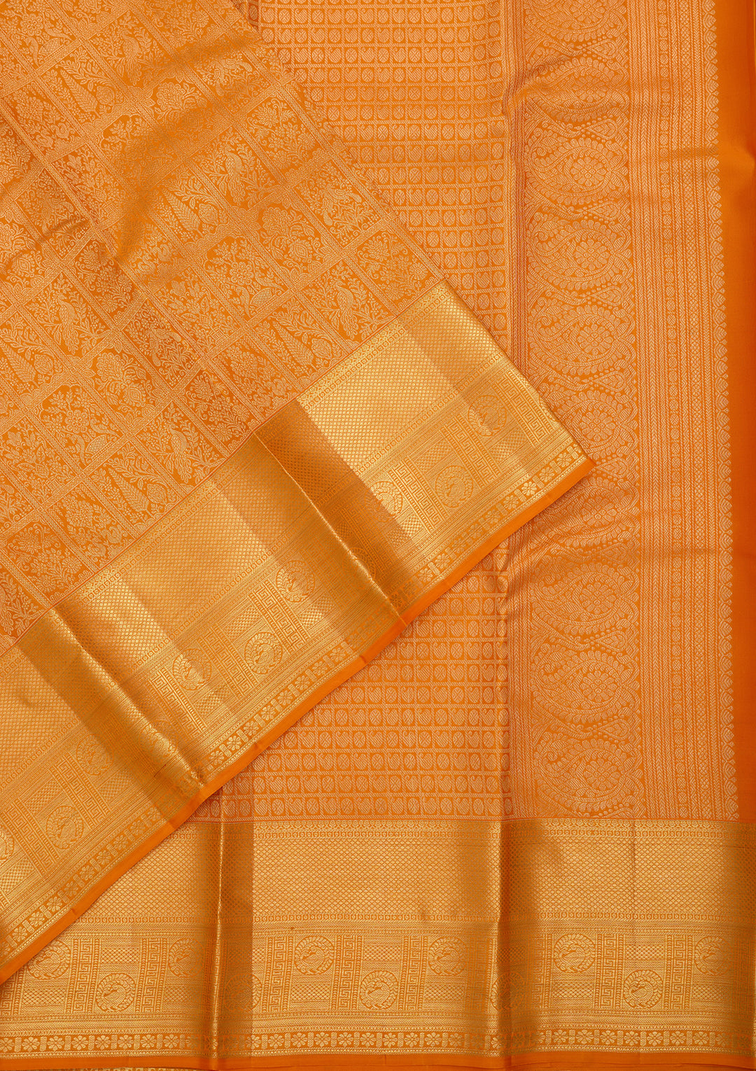 Mustard Yellow Pure Silk Jaal Saree With Matching Blouse Piece