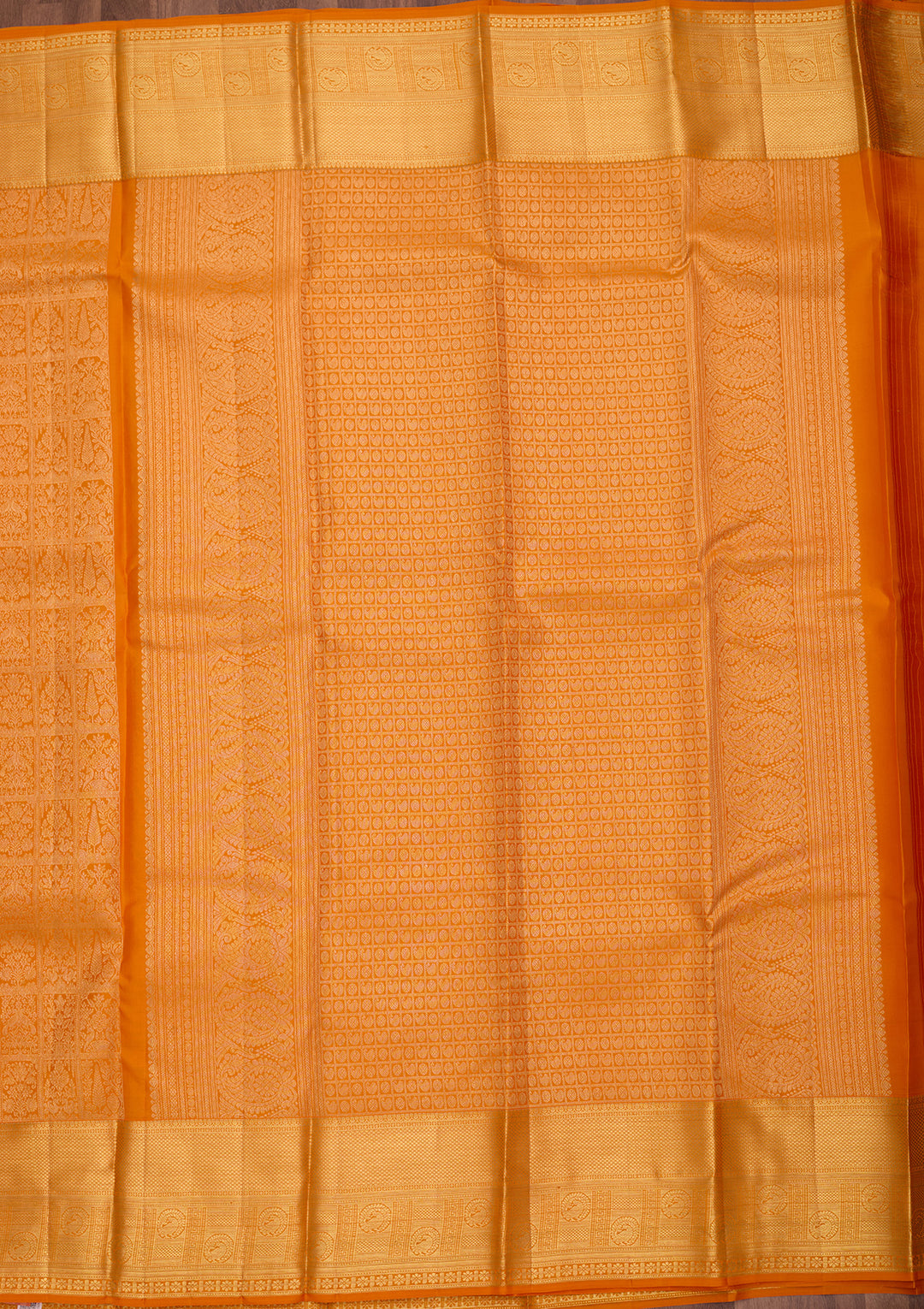Mustard Yellow Pure Silk Jaal Saree With Matching Blouse Piece